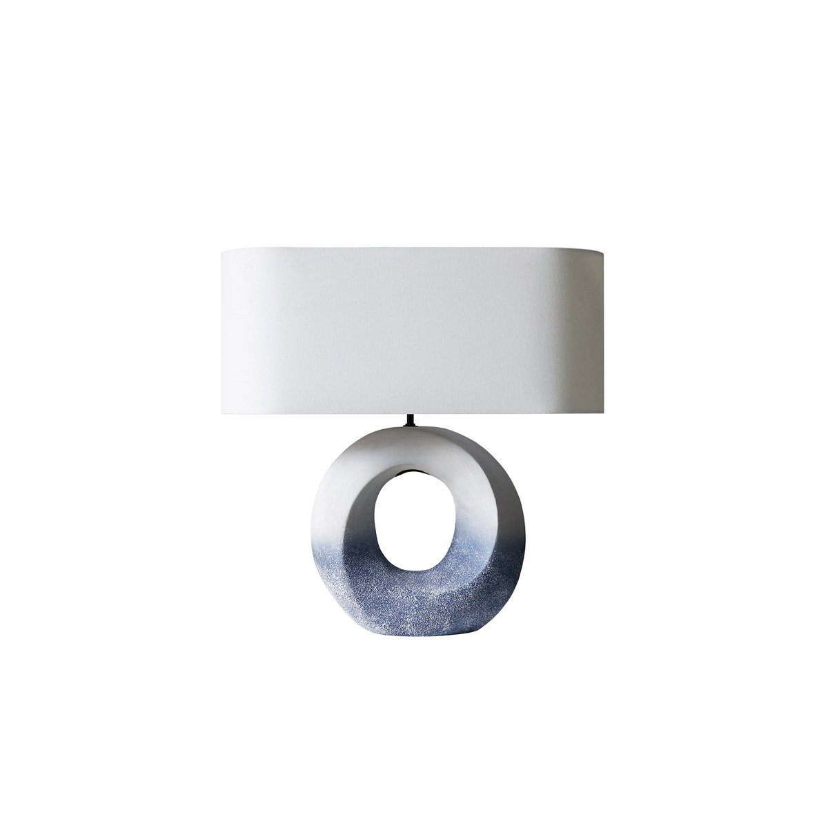 Tafellamp keramiek/linnen blauw/wit