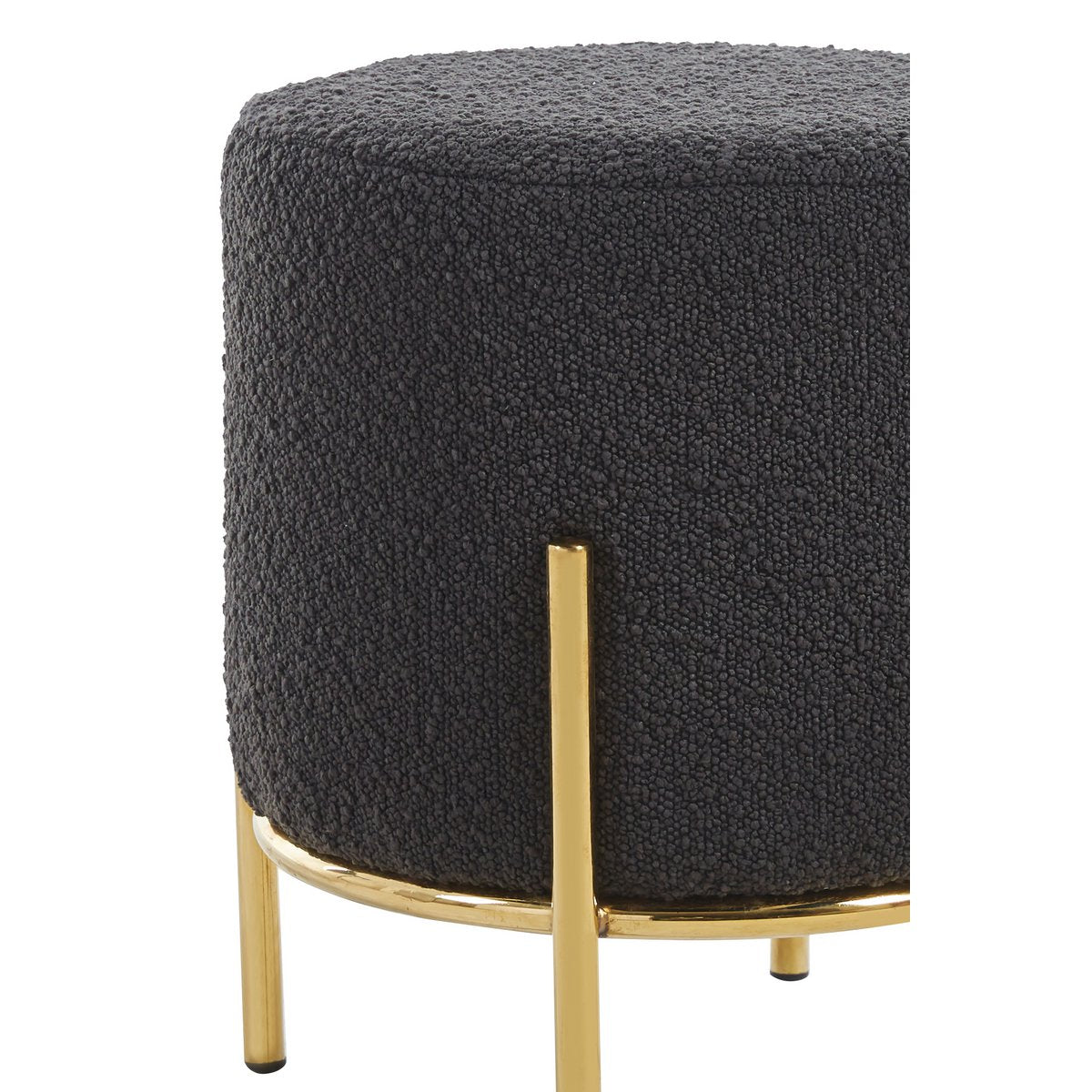 Polsterhocker Ø35 cm Bouclé Stoff Antraciet