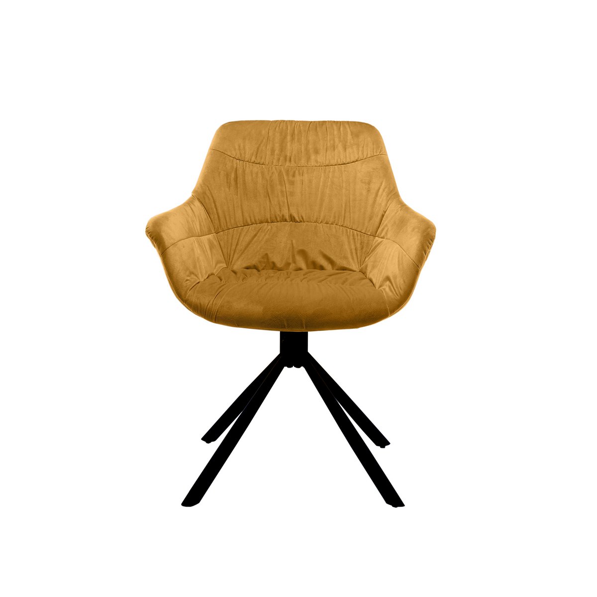Fauteuil met honingraatstiksel in mosterdgeel fluweel