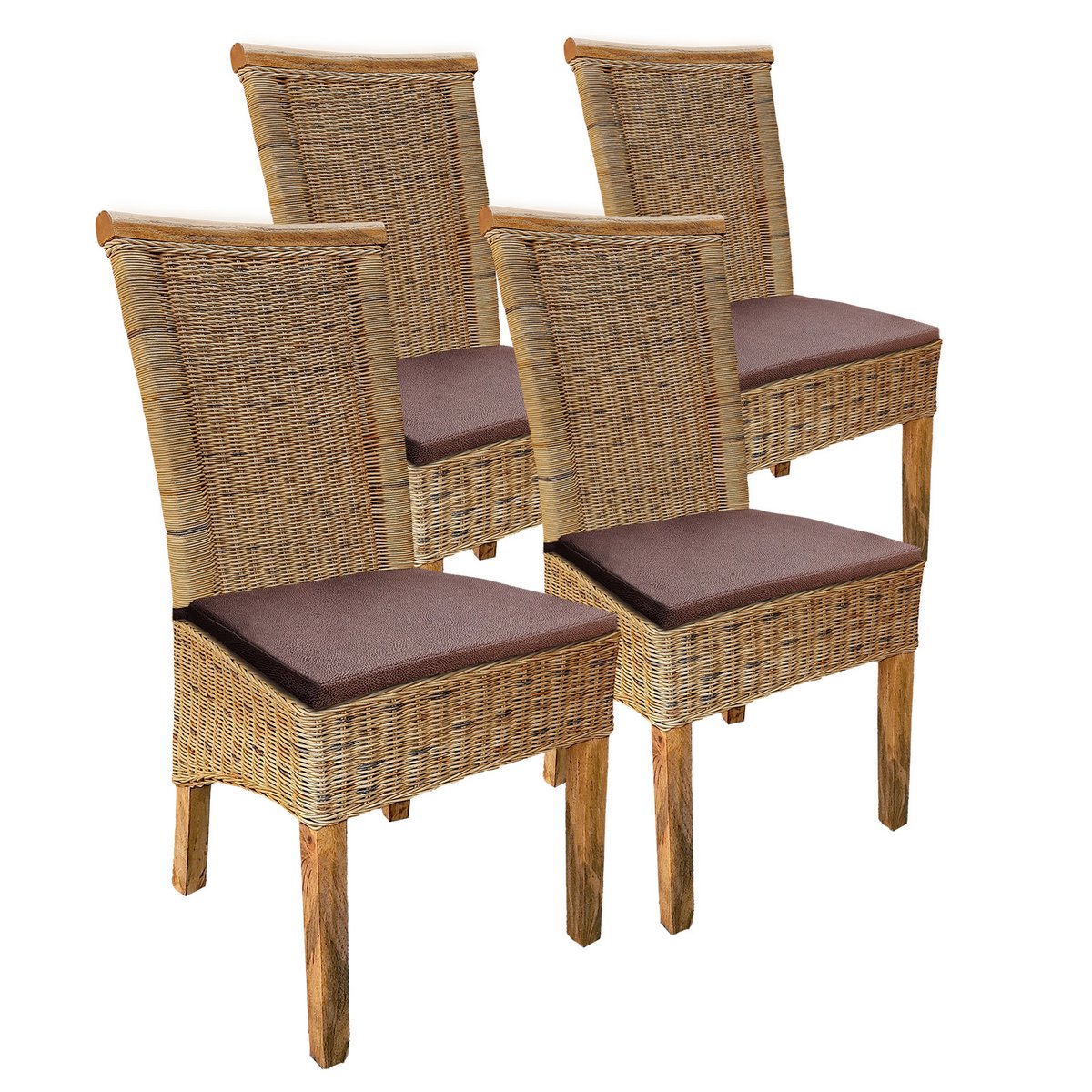 Eetkamerstoelen set van 4 rotan stoel tabacco Perth rotan stoel rieten stoel duurzaam