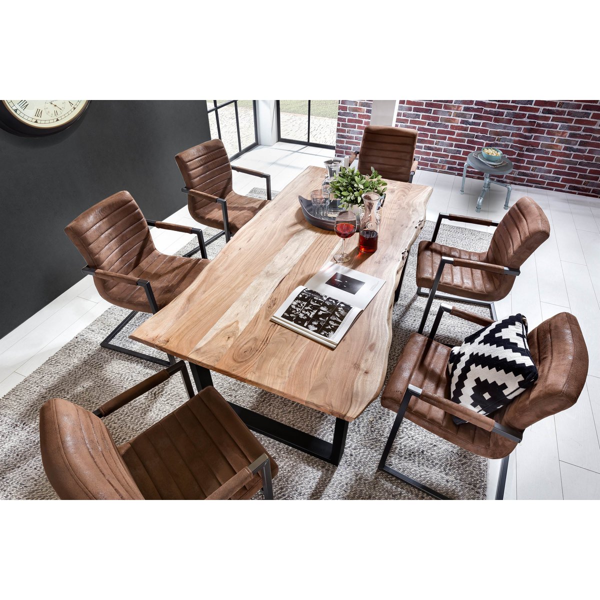 Tafel 140 x 80 cm, naturel blad, zwart frame