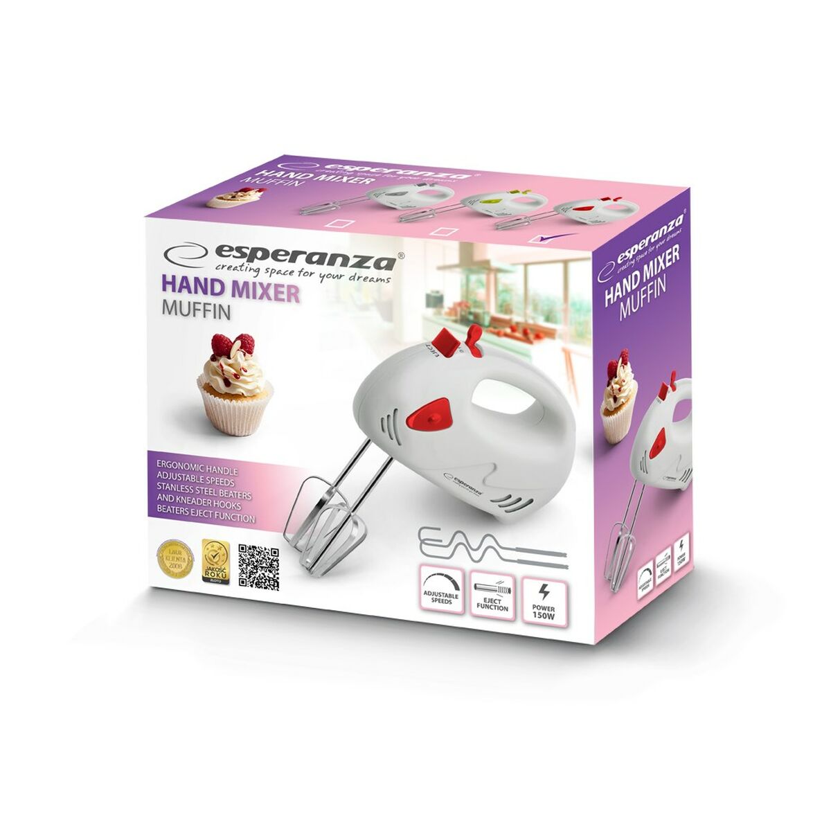 Handblender Esperanza EKM007R Wit Rood 150 W