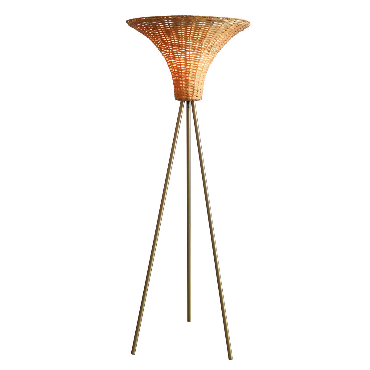 Staande lamp met gevlochten kap messing/naturel 150 cm