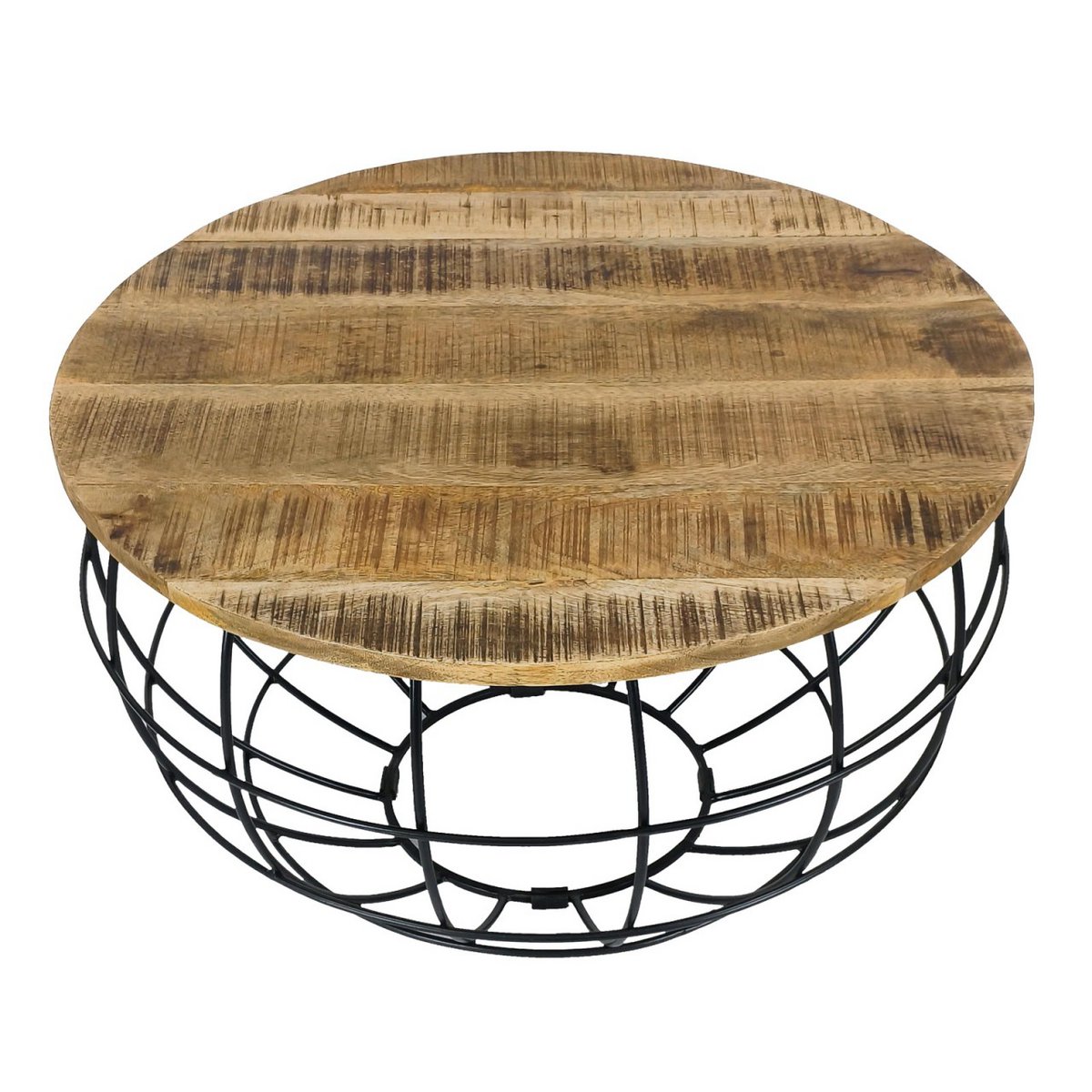 Ronde salontafel duurzaam Lexington ø 75 cm metalen gaas draadframe massief houten salontafel