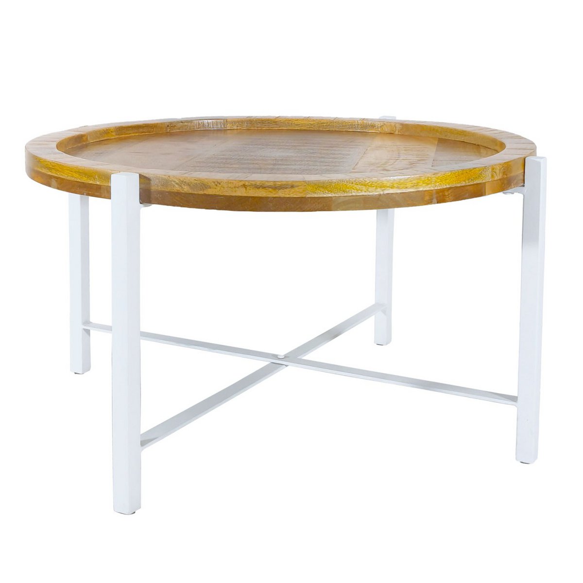 Salontafel Ø75cm bijzettafel woonkamer tafel rond sioux metalen frame