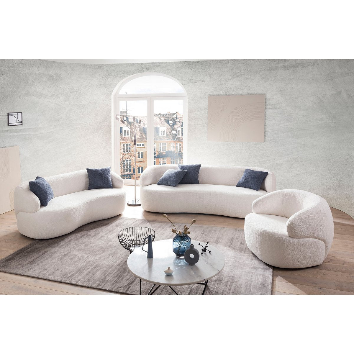 Fauteuil bouclé stof wit