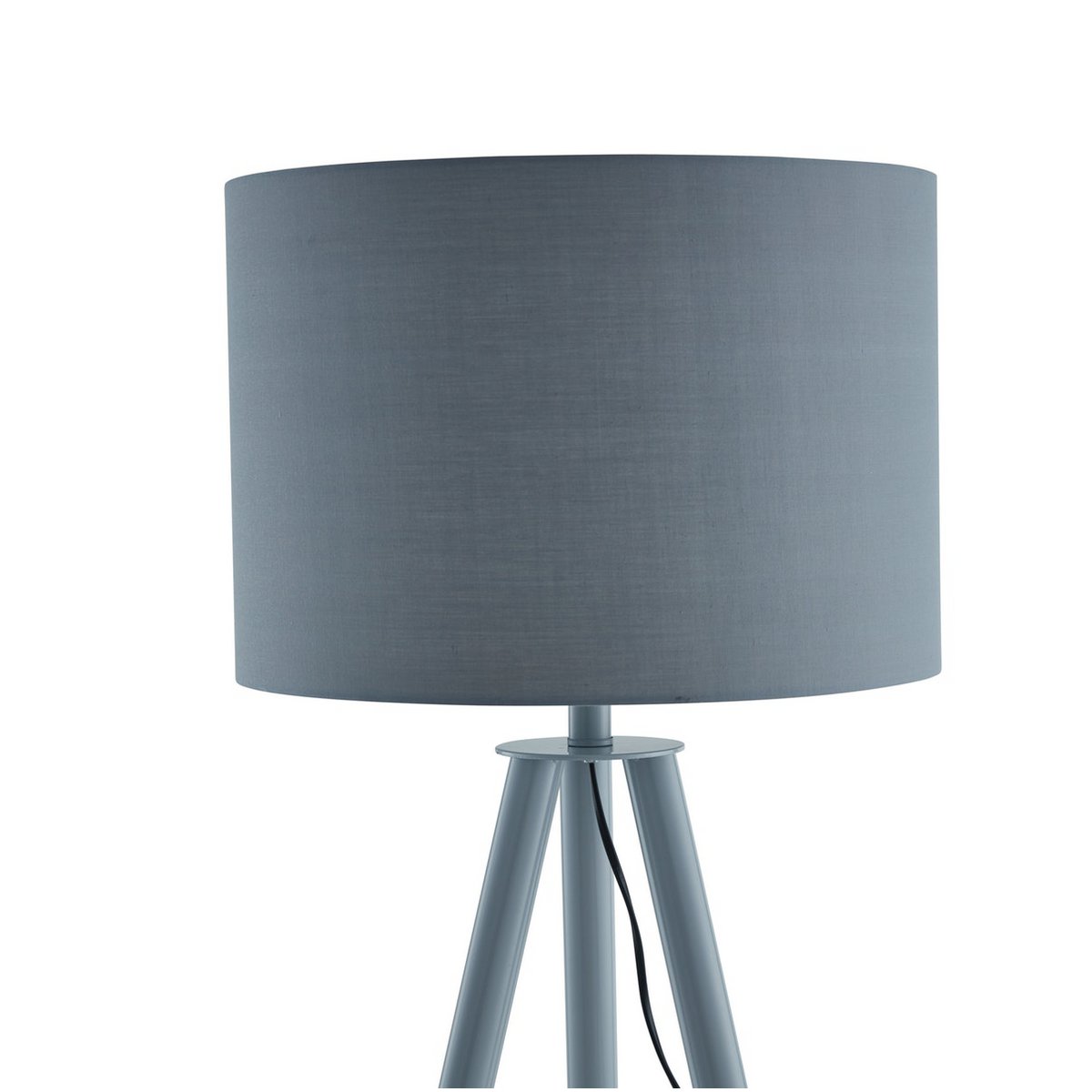Staande lamp met houten frame en grijs/naturel stoffen kap