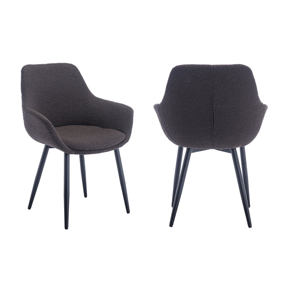 Fauteuil Bouclé stof antraciet set van 2