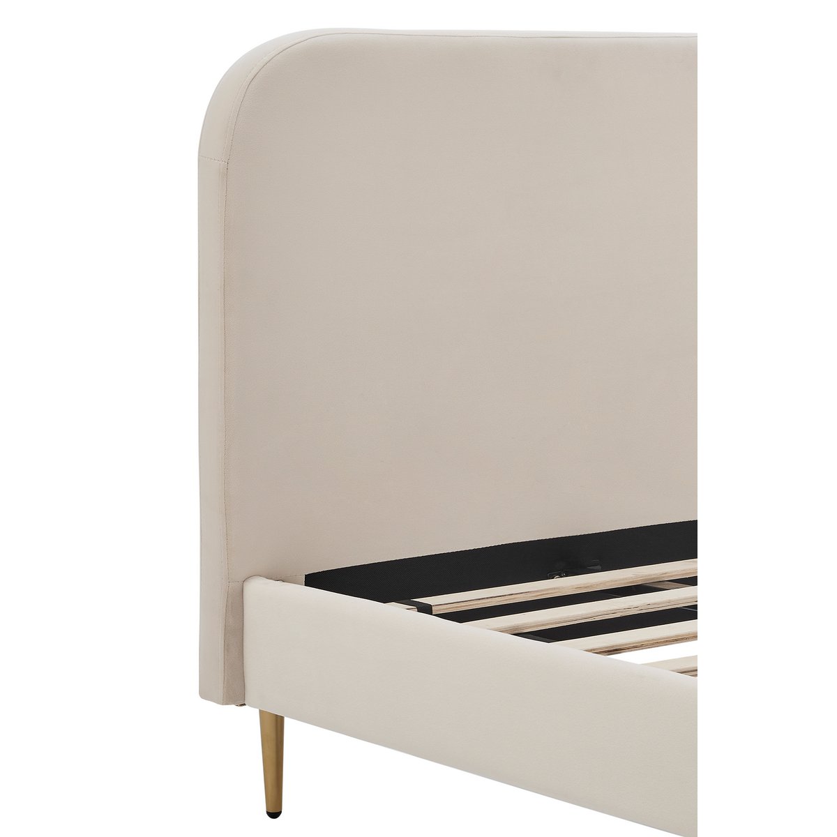 Gestoffeerd bed met beige fluwelen hoes 90x200 cm