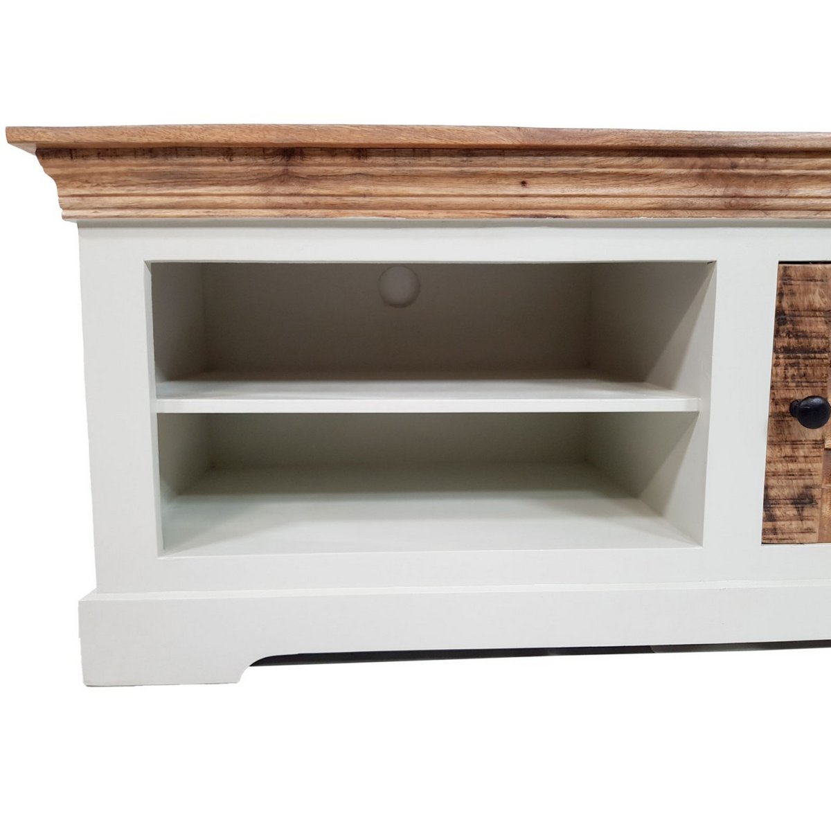 TV-lowboard TV-meubel B 114 H 45 cm massief houten TV-meubel Ibiza wit massief mangohout