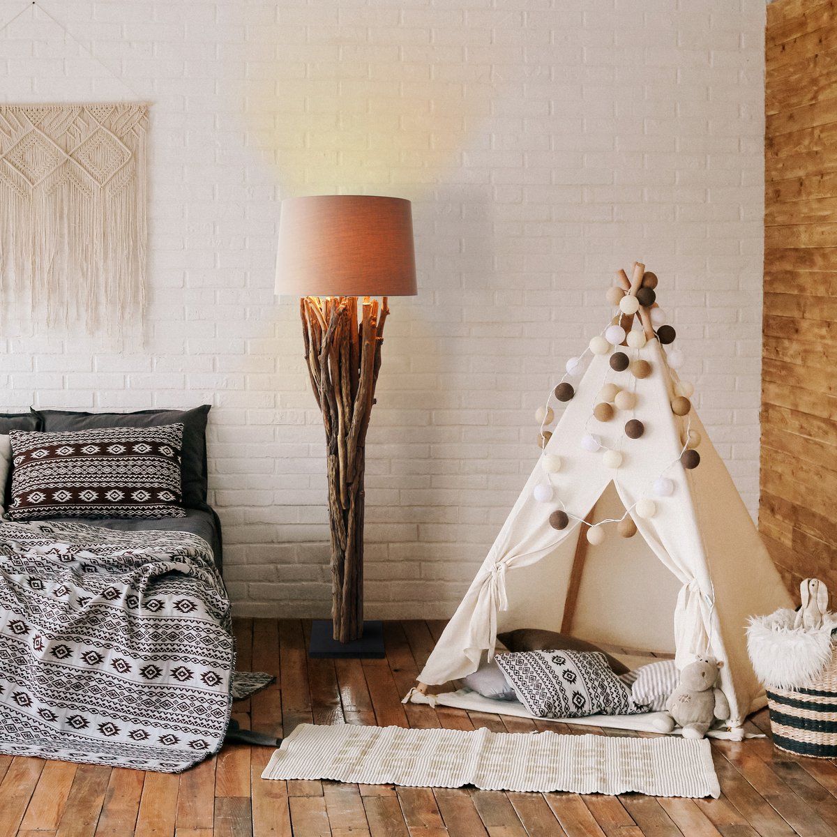 Vloerlamp drijfhout naturel/bruin 175 cm