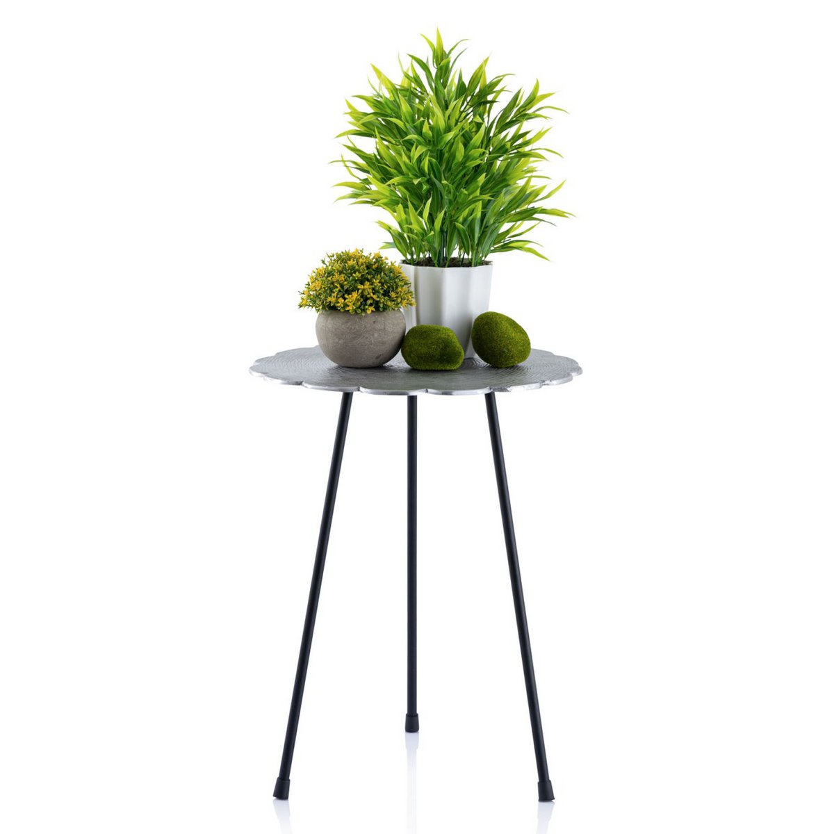 Bijzettafel metaal 4-delige siertafel Hilton ø 35 x H 45 cm rond zilver of goud aluminium