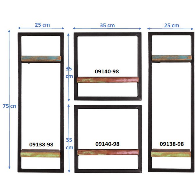 Wandplankenset, 4 stuks