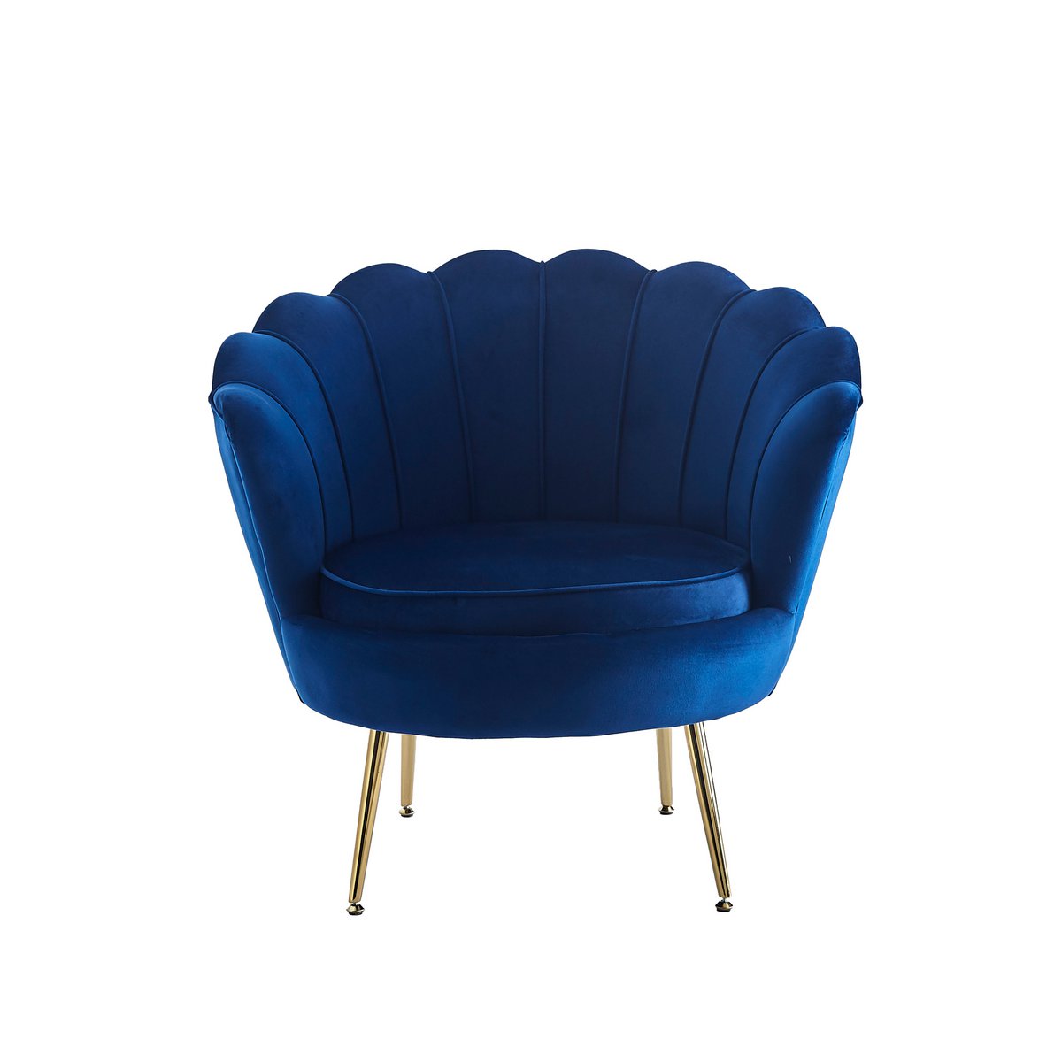 Kuipfauteuil gemaakt van donkerblauw fluweel