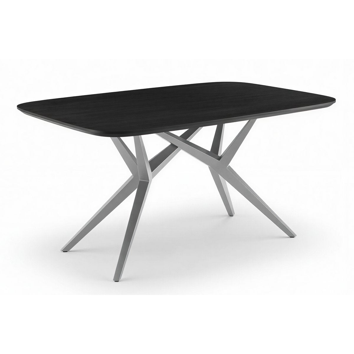 Eettafel 240x100 cm, Mango blad, stalen frame in antiek zilver