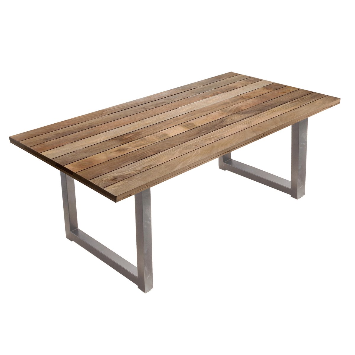 Eettentabel 240 x 100 x 77 cm | Tabel top 43 mm | Mango Nature | U-metaal frame antiek zilver