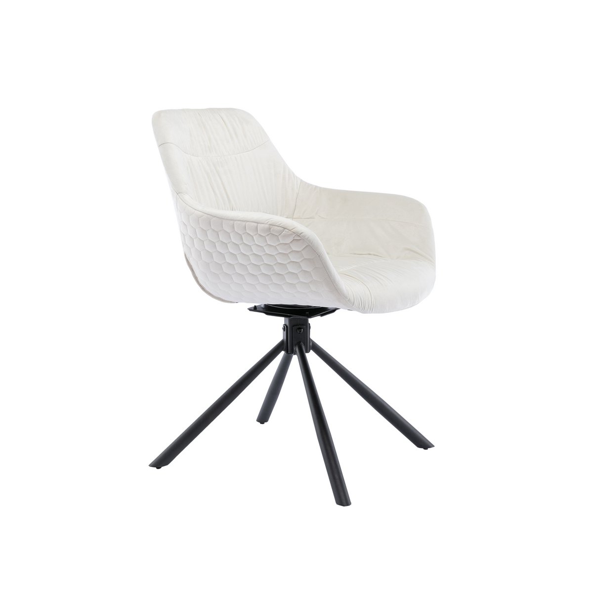 Fauteuil met honingraatstiksel in crème fluweel