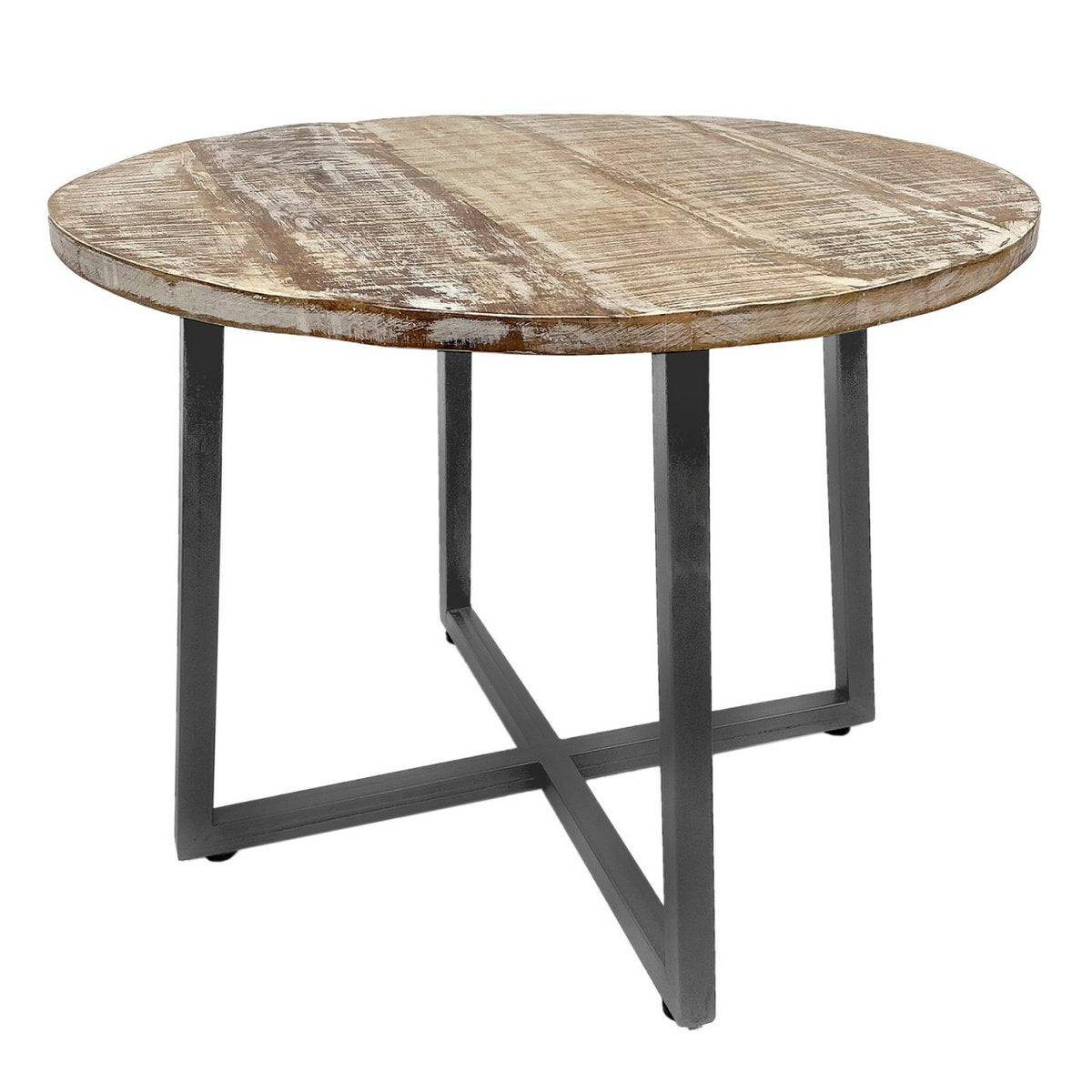 Salontafel rond 60 cm woonkamertafel bijzettafel Cannes metalen frame zwart wit antiek zilver