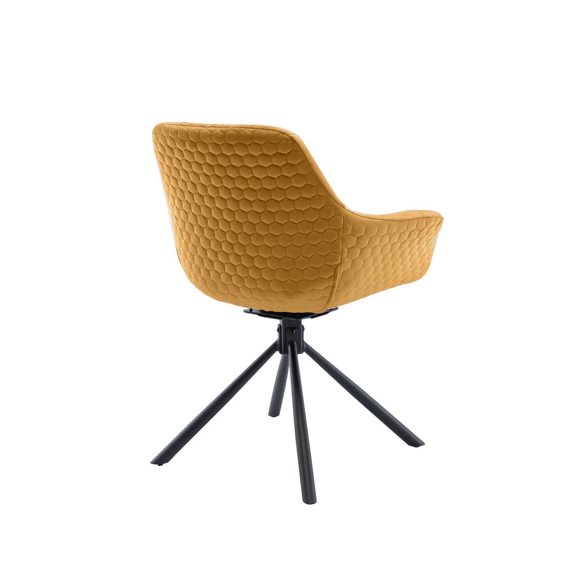 Fauteuil met honingraatstiksel in mosterdgeel fluweel