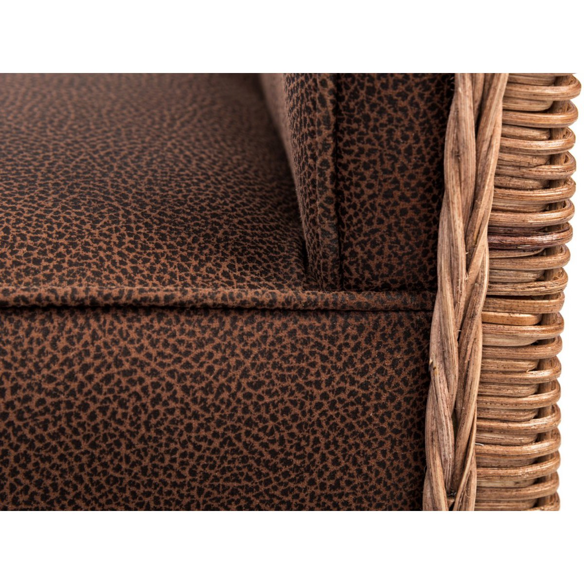Rotan stoel gestoffeerde stoel eetkamerstoel stoelen Antonio bekleding suède look prairie bruin