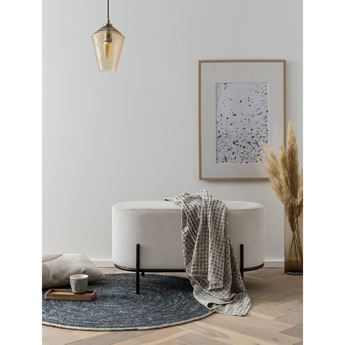 Gestoffeerde kruk koordoptiek beige
