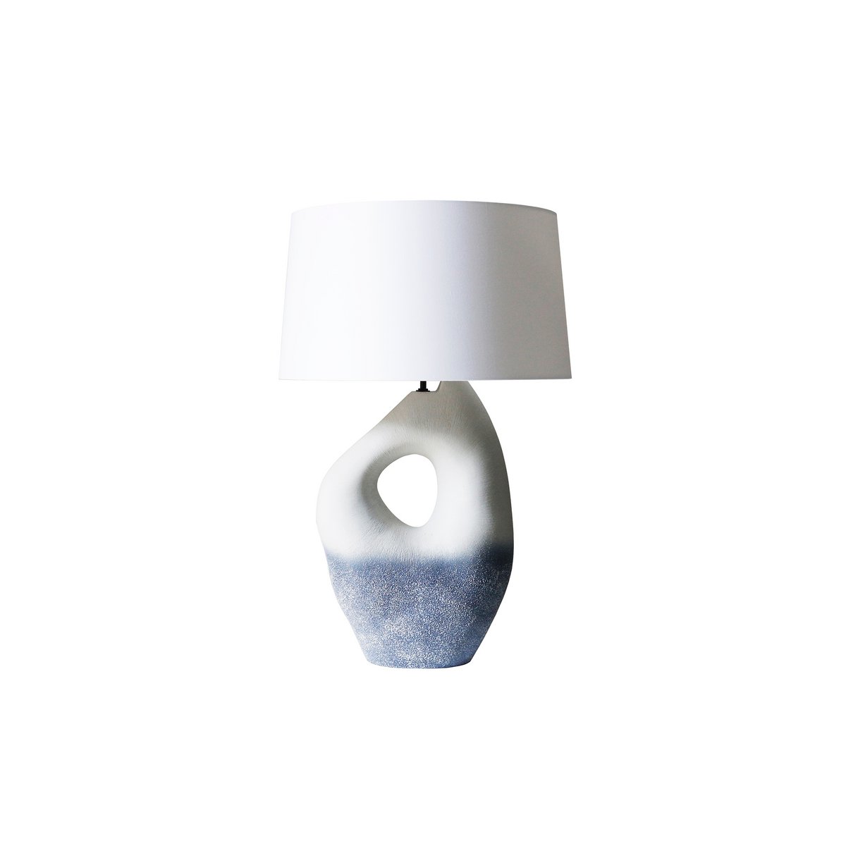 Tafellamp keramiek/linnen blauw/wit