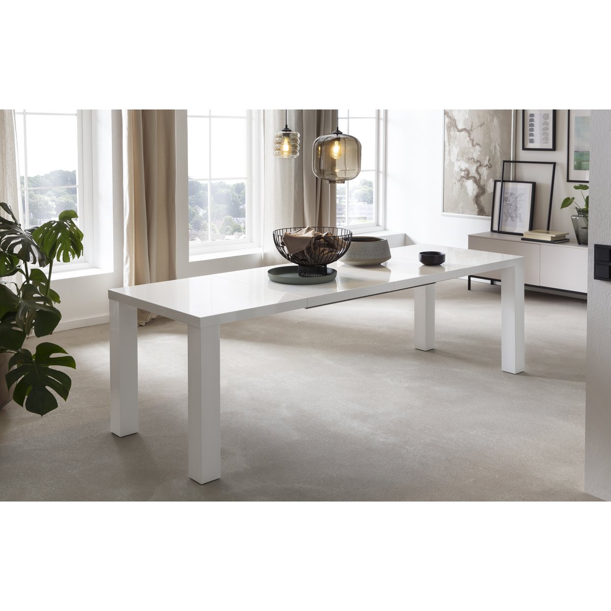 Eettafel 120/180/240x80 cm wit