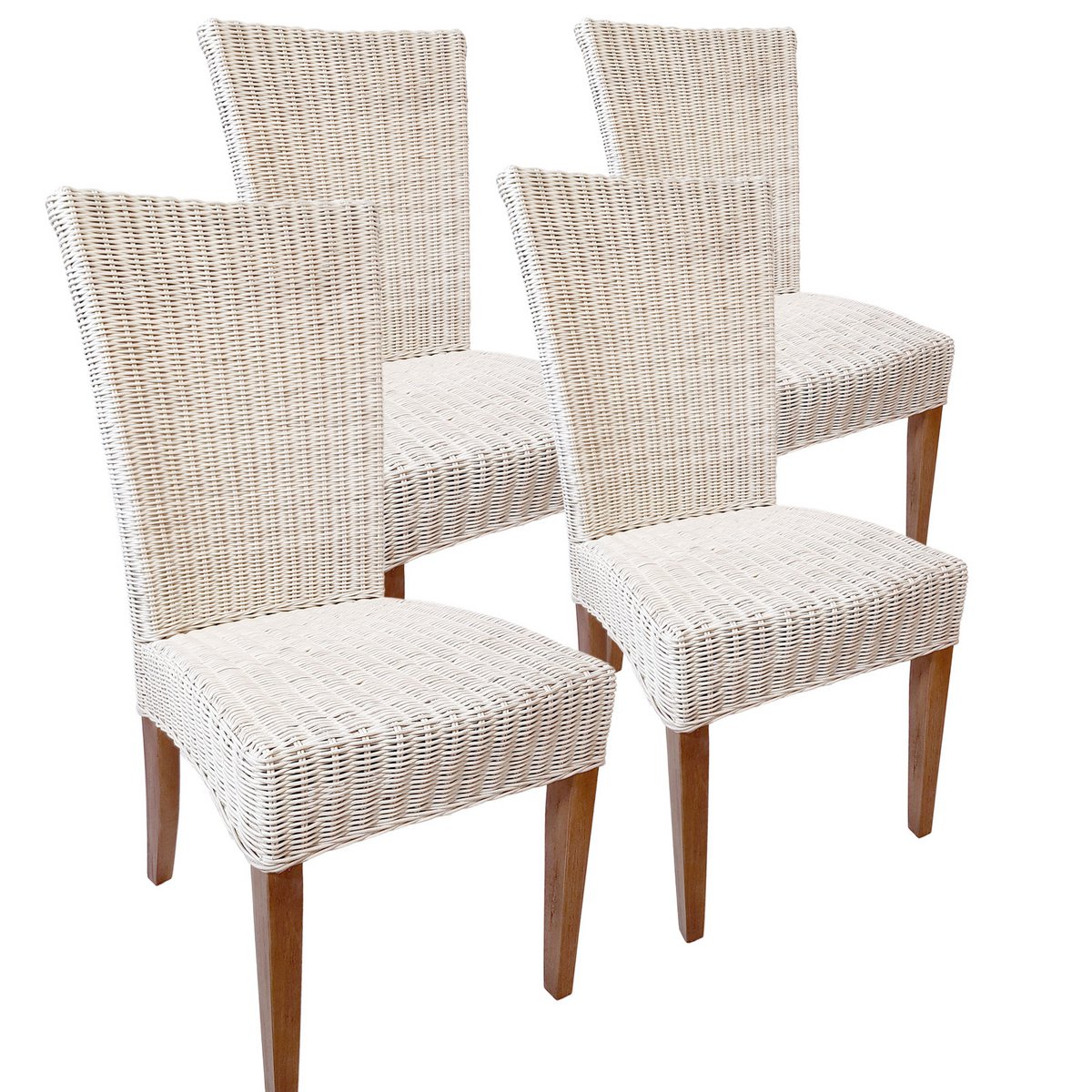 Eetkamer stoel rattan stoelen 4 stuks eettafel stoelen wintertuin cardine wit