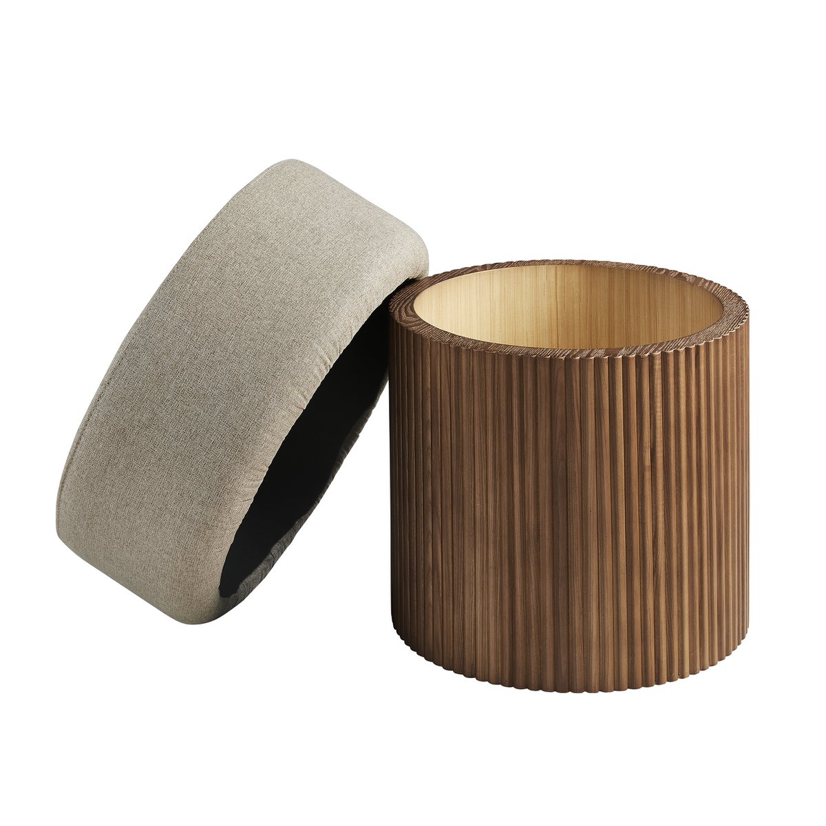 Stoel pouf met opbergruimte Ø 50 cm walnoot/bruin