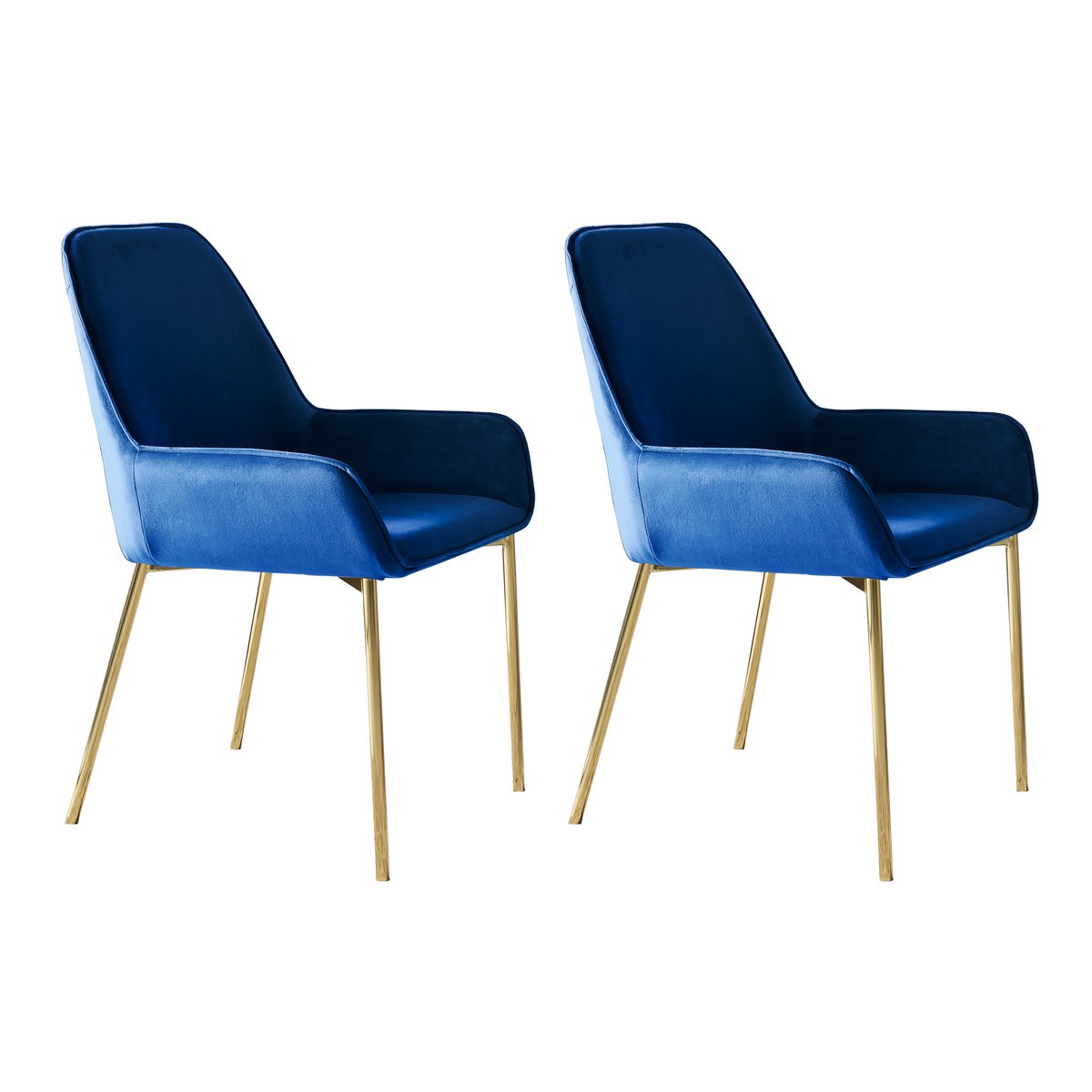 Eetkamerstoel set van 2 blauw fluweel