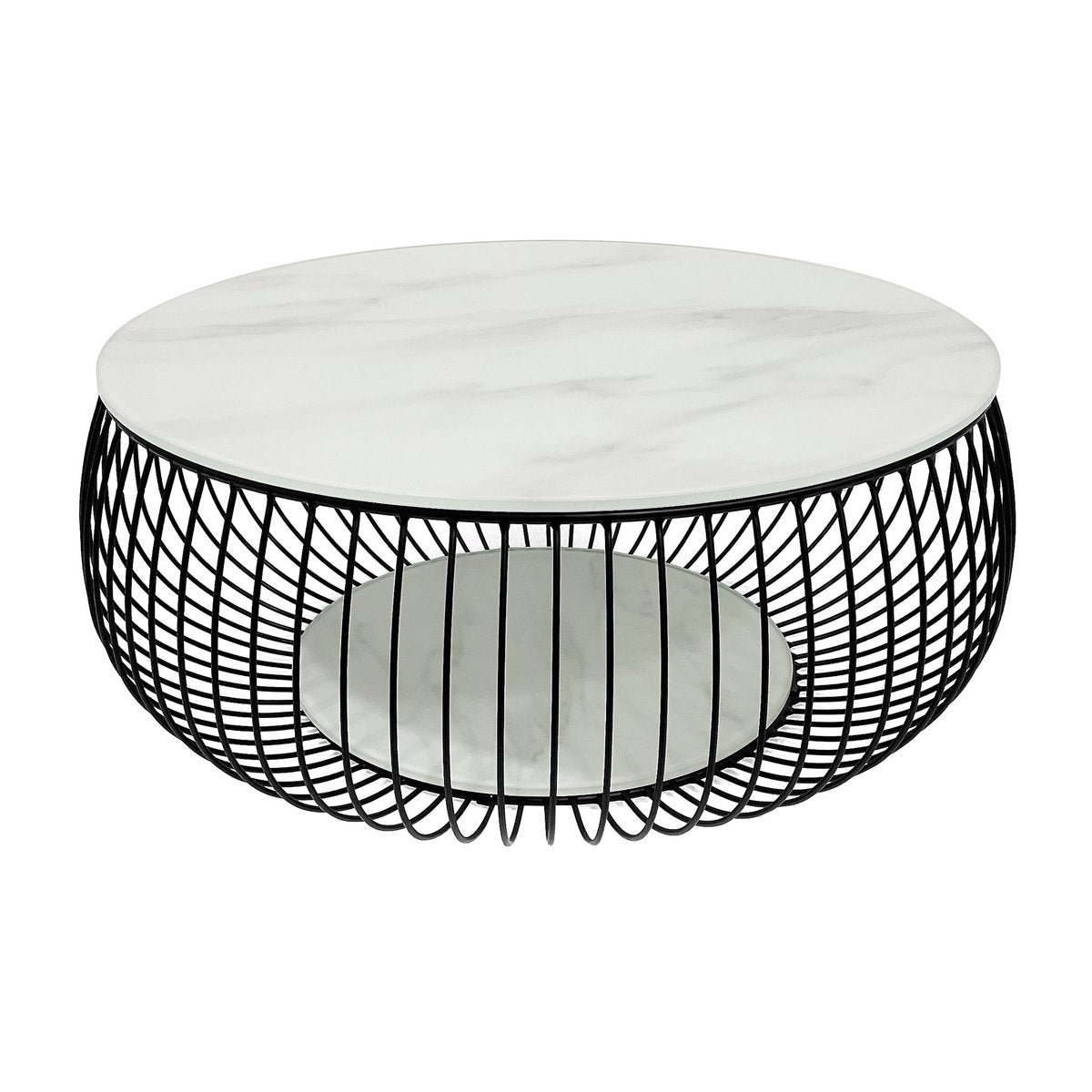 Salontafel Ø 86 cm zwart/wit