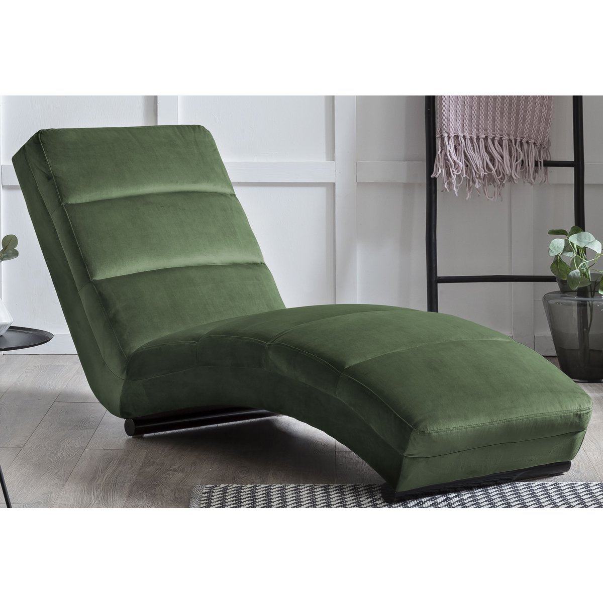 Chaise longue bosgroen fluweel