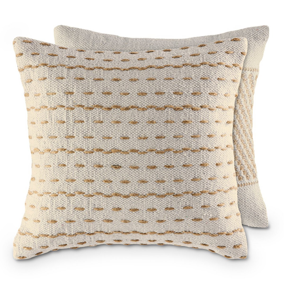 Bankkussen 40x40cm 12-delige set 2 x 6 PU sierkussen katoen en naturel jute