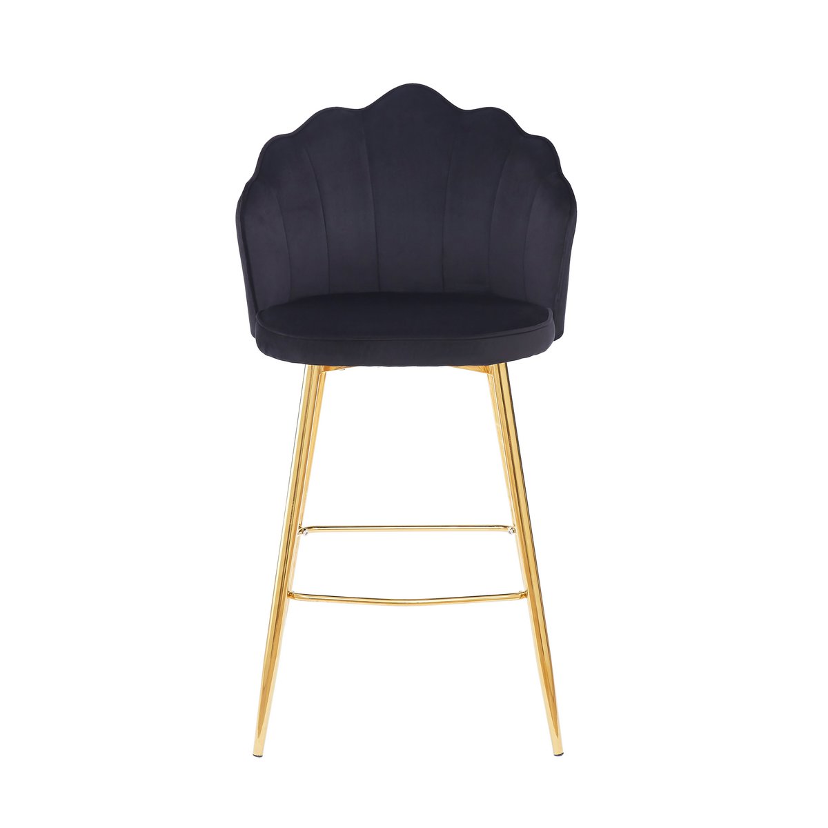 Set van 2 barkrukken met schelpdesign in zwart fluweel