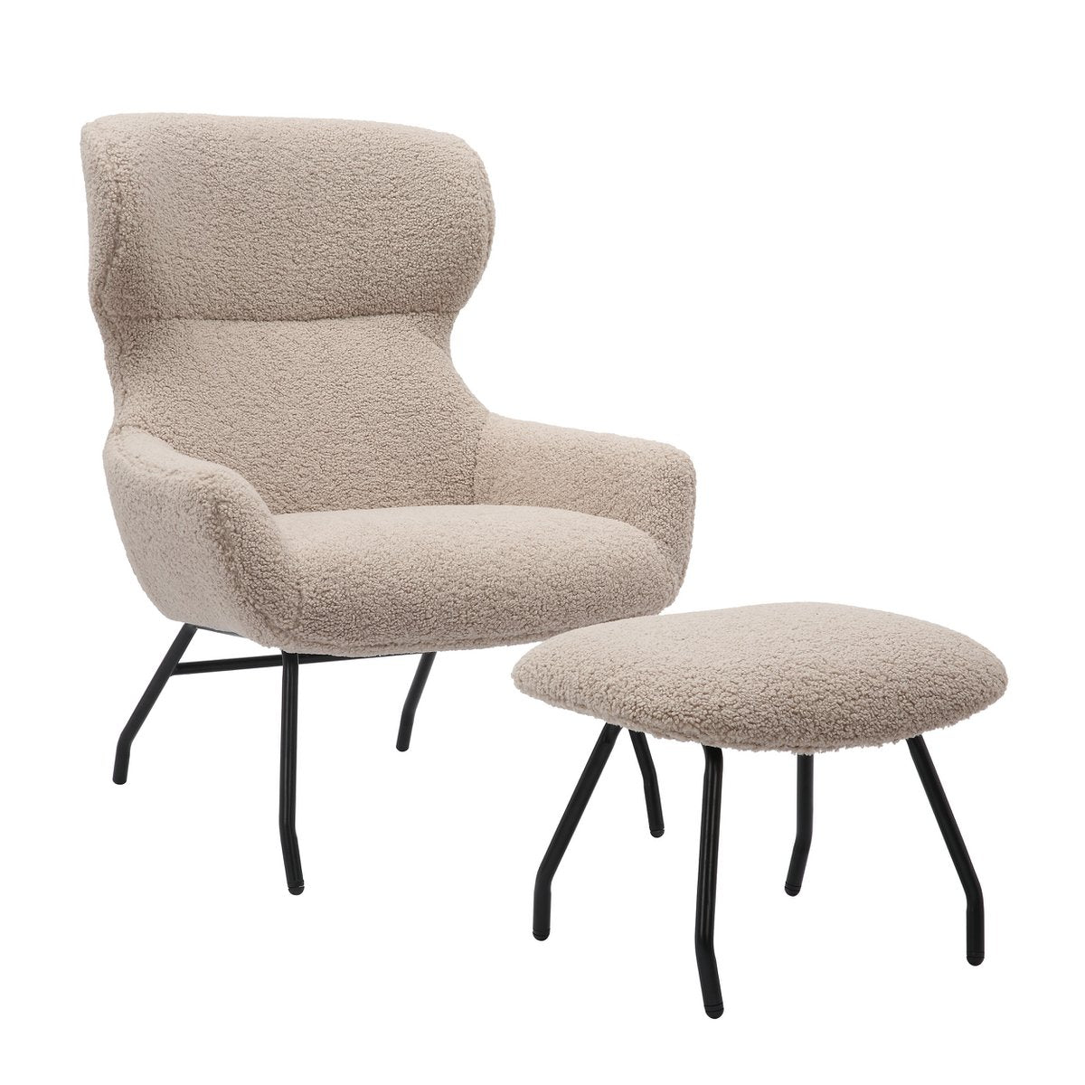 Fauteuil- en krukset teddybont taupe