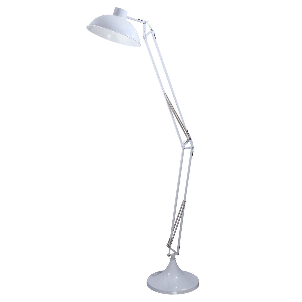 Industriële vloerlamp wit verstelbaar