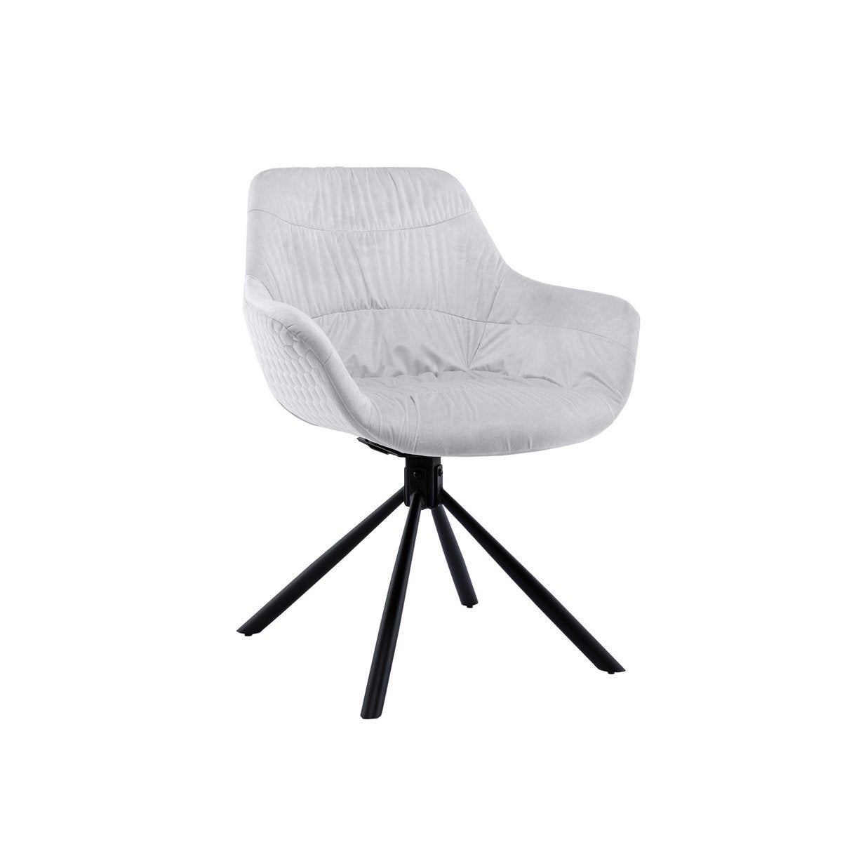 Fauteuil met honingraatstiksel in lichtgrijs fluweel
