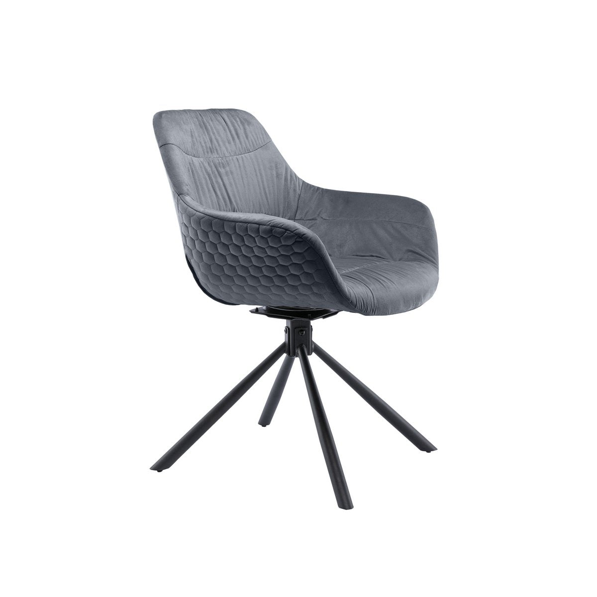 Fauteuil met honingraatstiksel in grijs fluweel