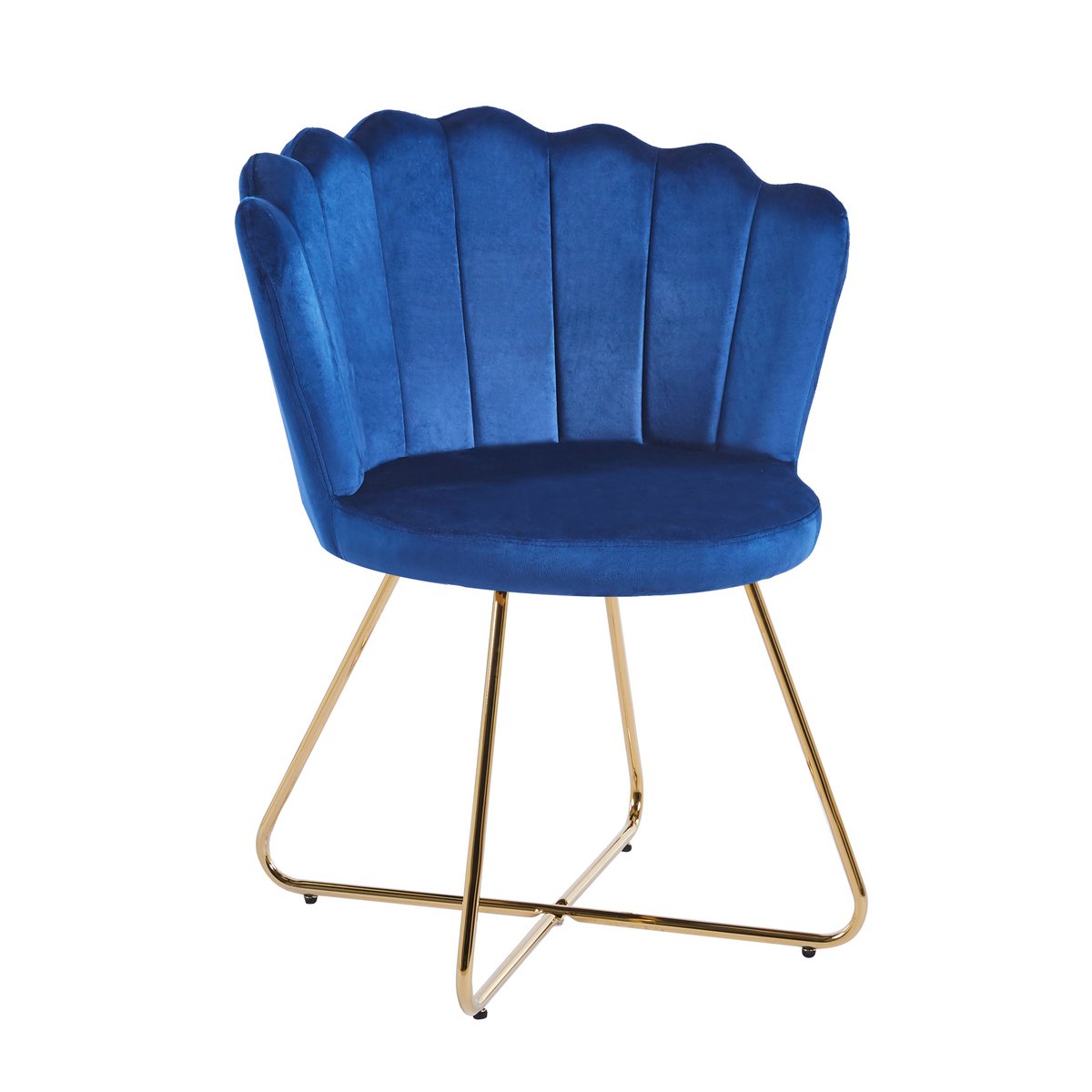 Fluwelen schelpstoel set van 2 donkerblauw