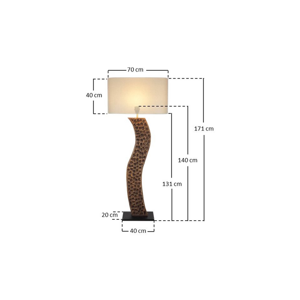 Vloerlamp acacia/linnen naturel 171 cm