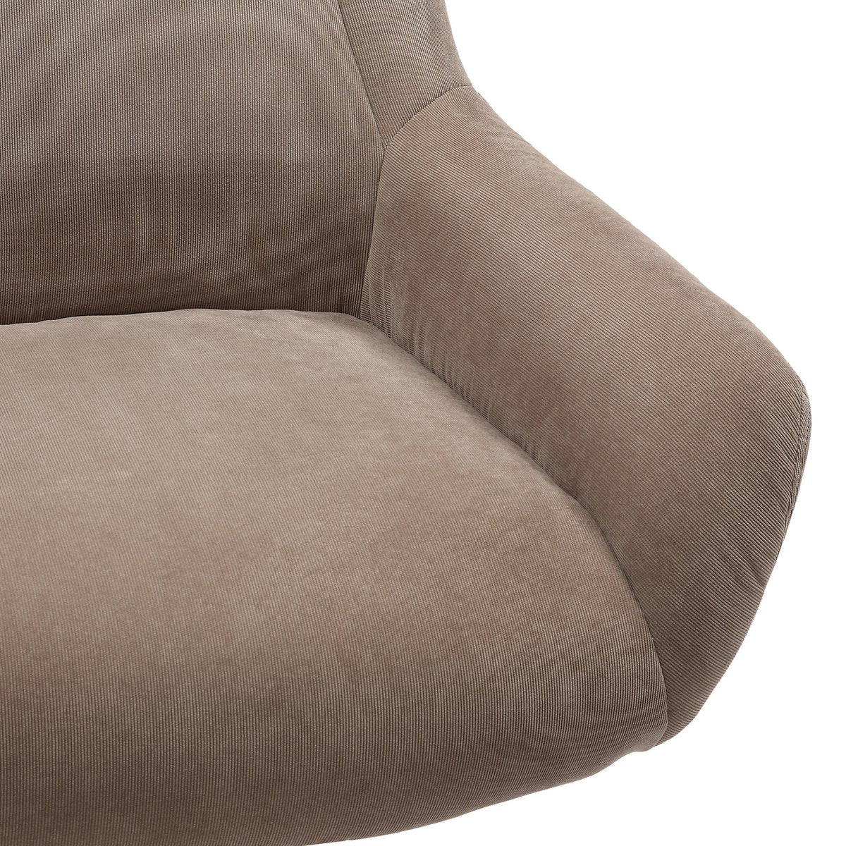 Fauteuil en kruk corduroy look bruin