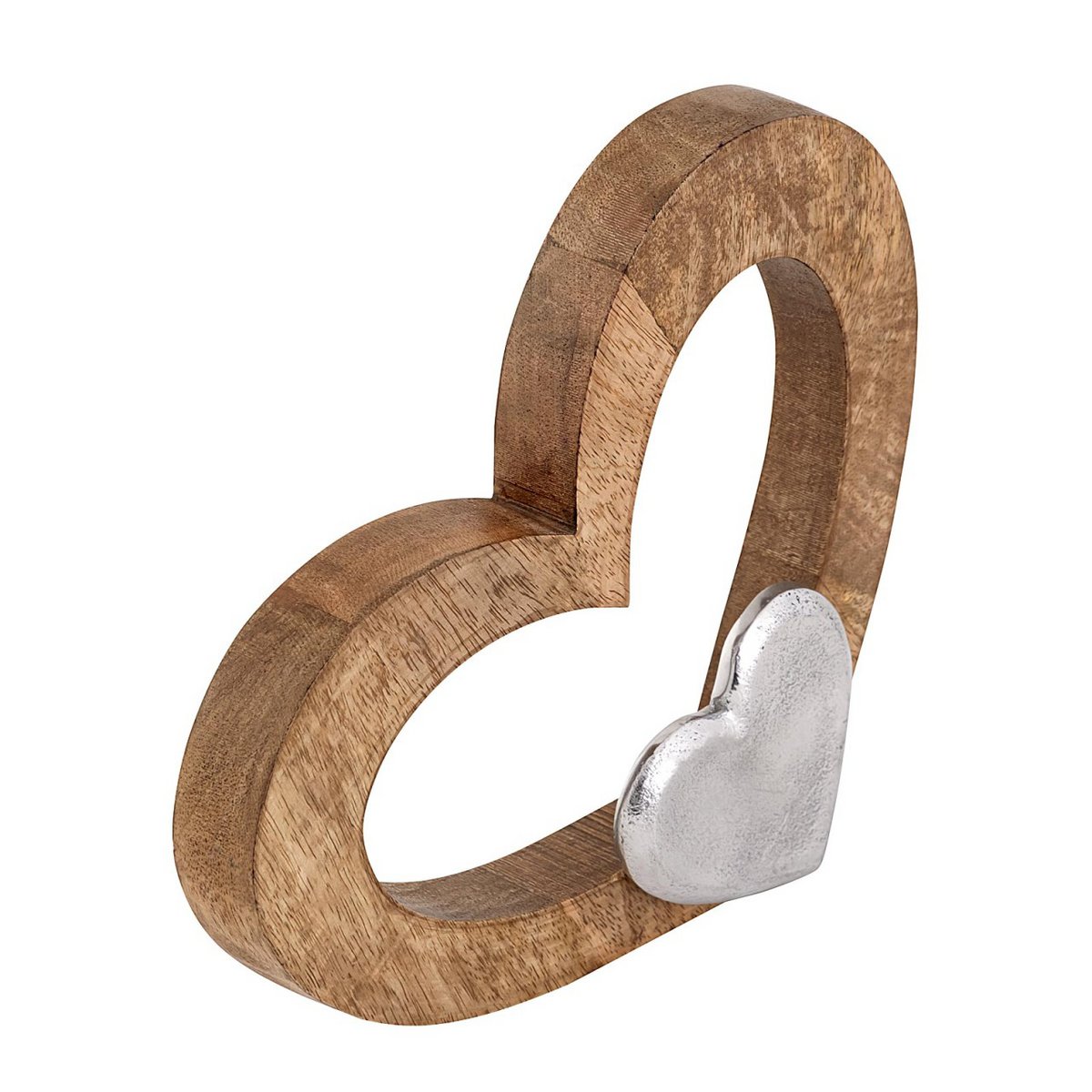 Deco Heart 27x21cm houten figuur mastbox 16-delige Herzilein mango-oude aluminium