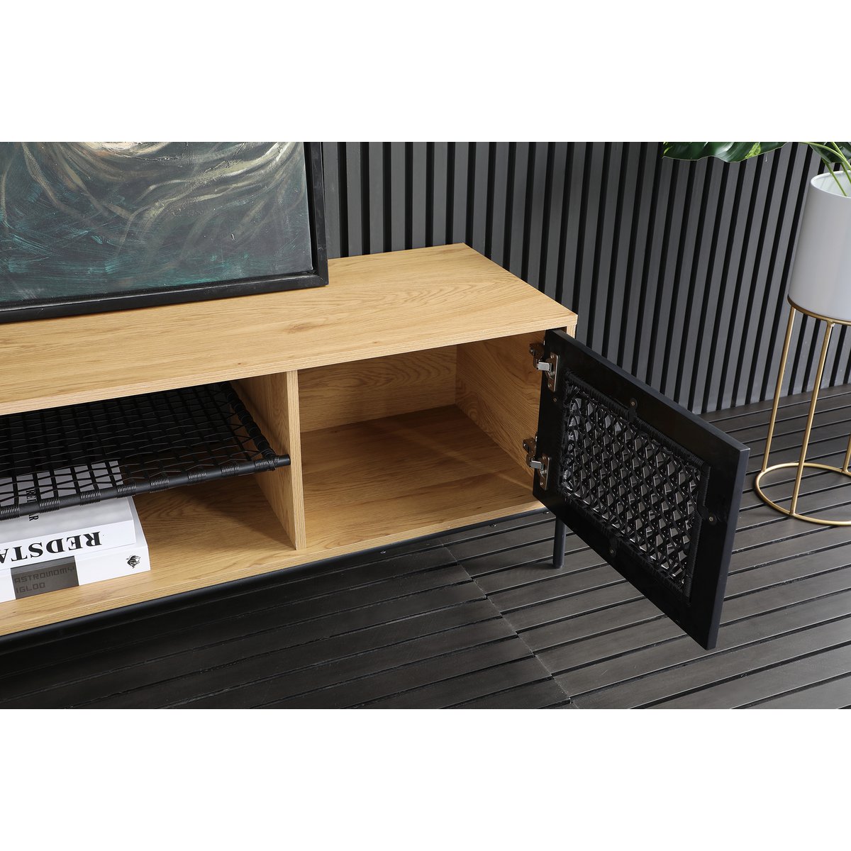 Lowboard naturel/zwart