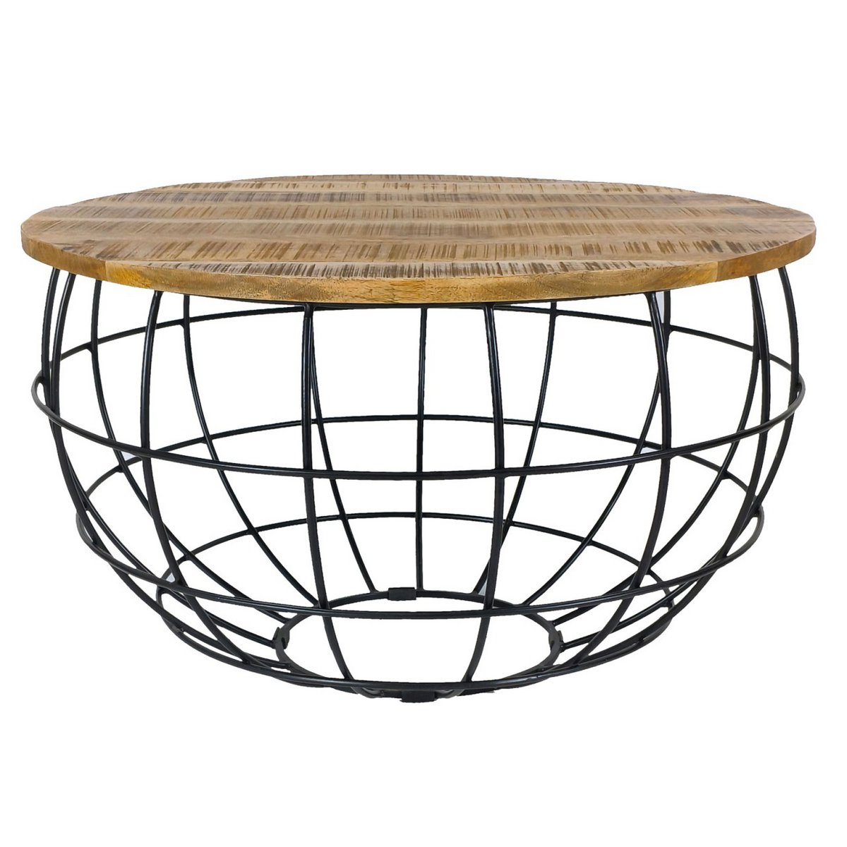 Ronde salontafel duurzaam Lexington ø 75 cm metalen gaas draadframe massief houten salontafel