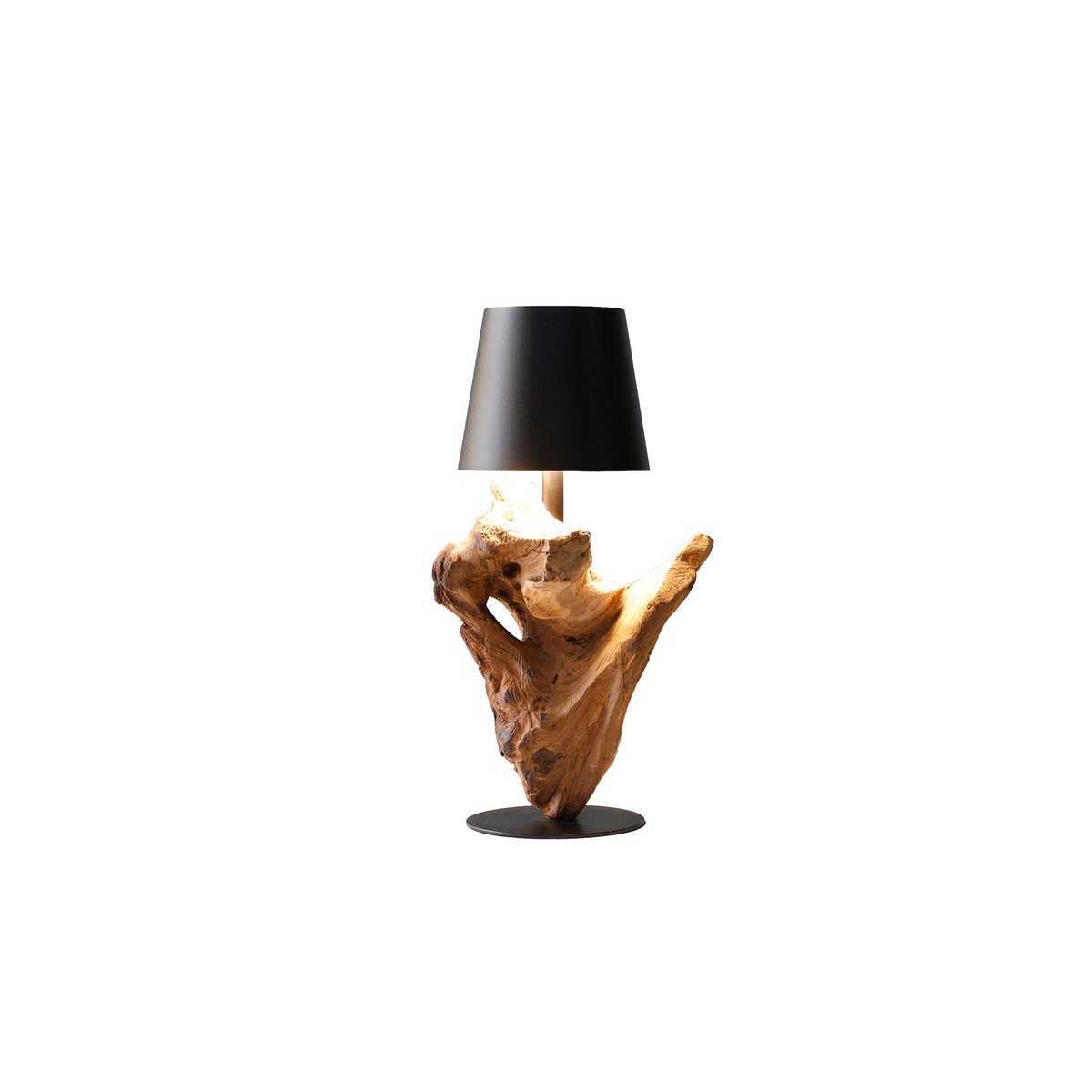 Tafellamp 29 cm naturel/zwart met LED batterij