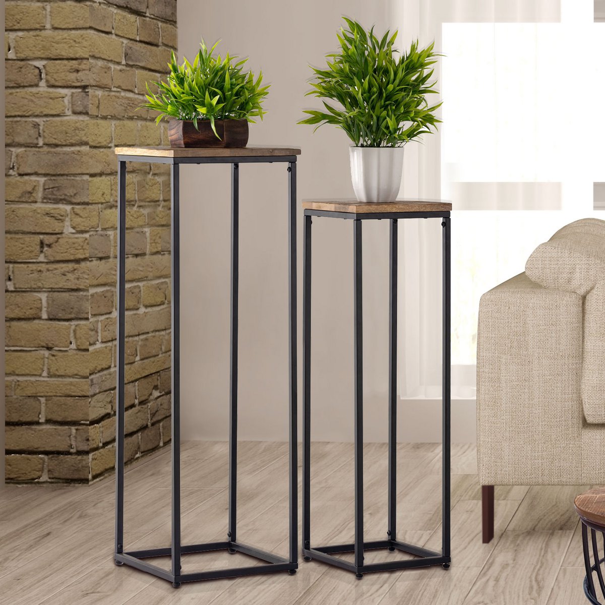 Bloemkolommen ingesteld B 25 en 20 uur 78 en 67 cm bloemen ontlasting Peru Plant Stand Square