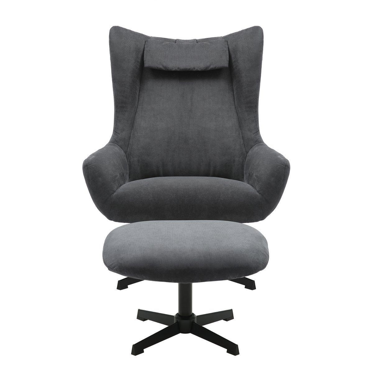 Fauteuil en kruk koordoptiek grijs