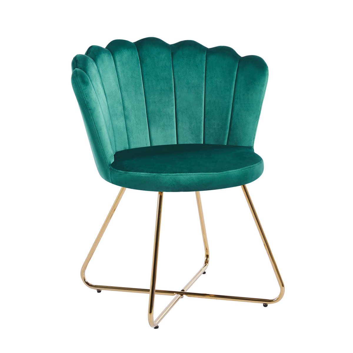 Set van 2 groene fluwelen schelpstoelen
