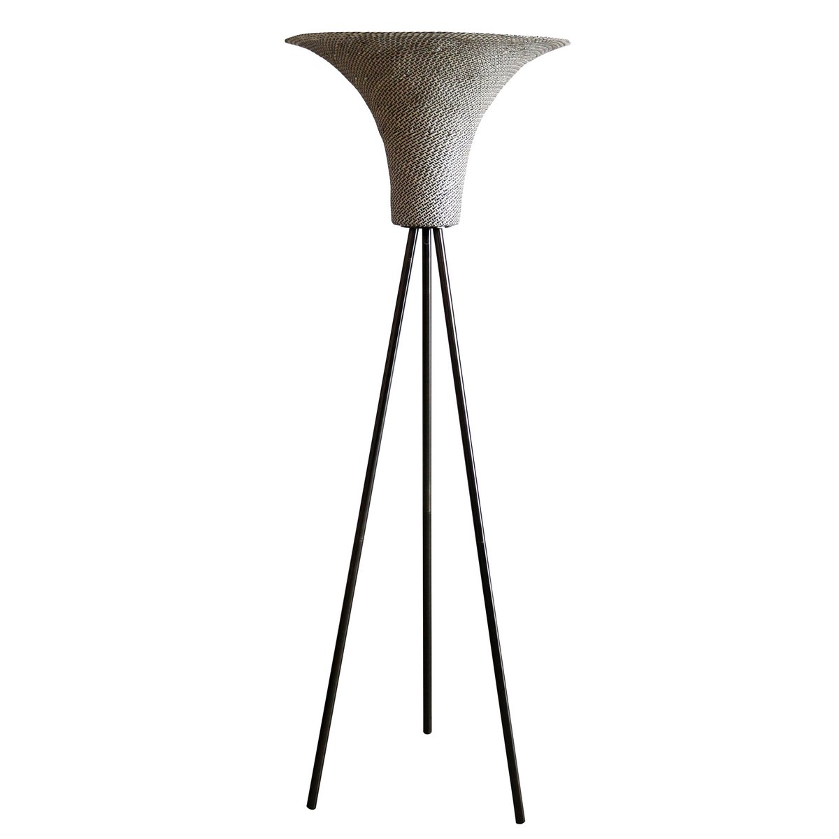 Staande lamp met gevlochten kap naturel/zwart 152 cm