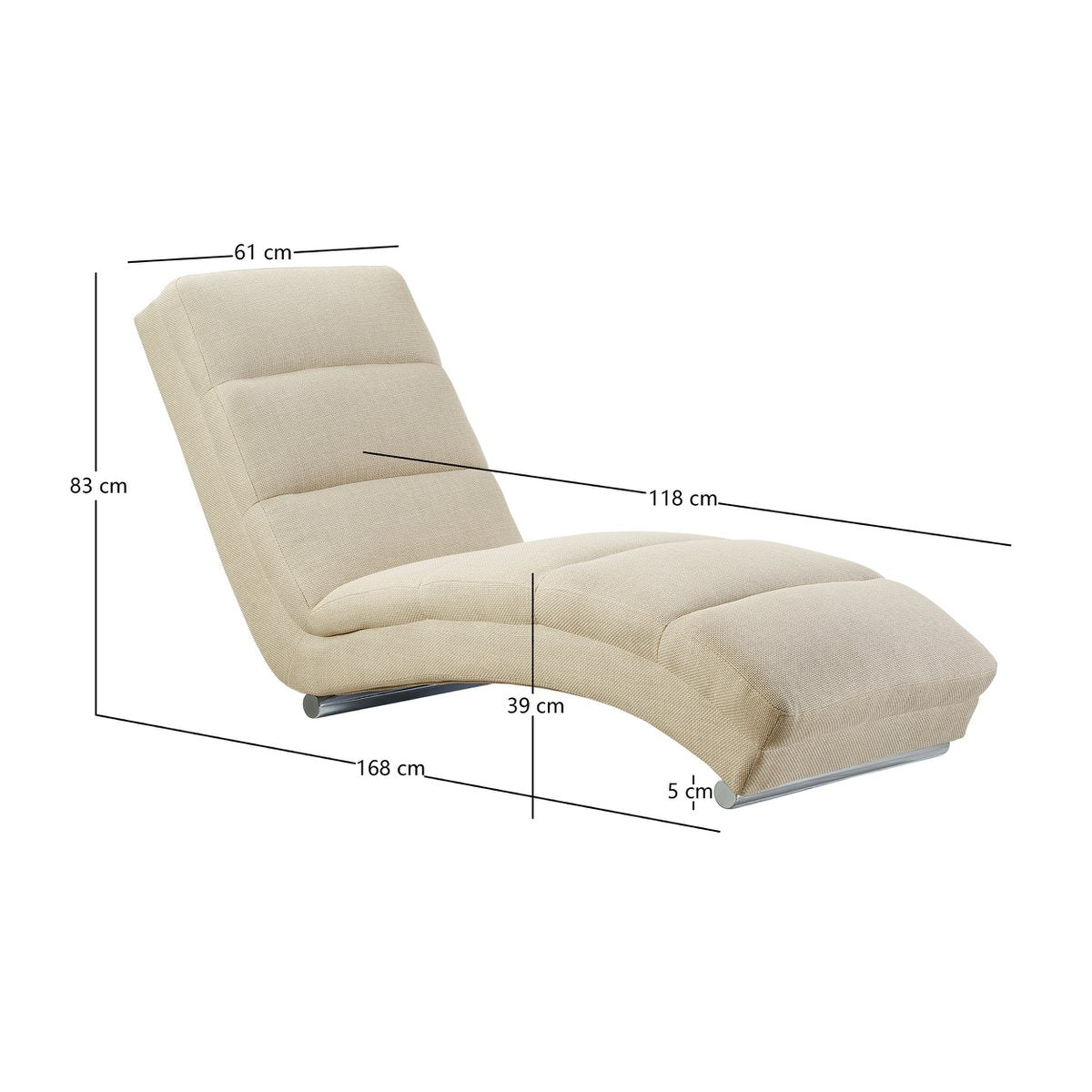 Chaise longue structuurstof beige